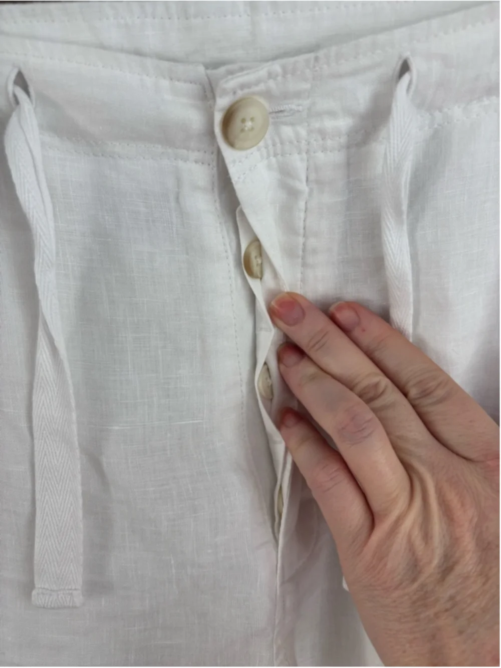 EUC Perry Ellis Mens 100% Linen Bright White Cuffed 40x30 Pants